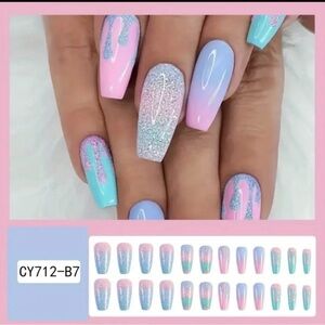 Colorful Glitter Ombre Acrylic Nail Set